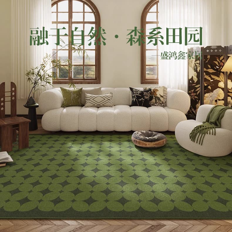 Mid-Century Living Room Rug, Stain-Resistant and Easy to Clean, Forest-Inspired Premium Loop Pile Carpet, Bedroom Bedside Rug, Drop Shipping Available