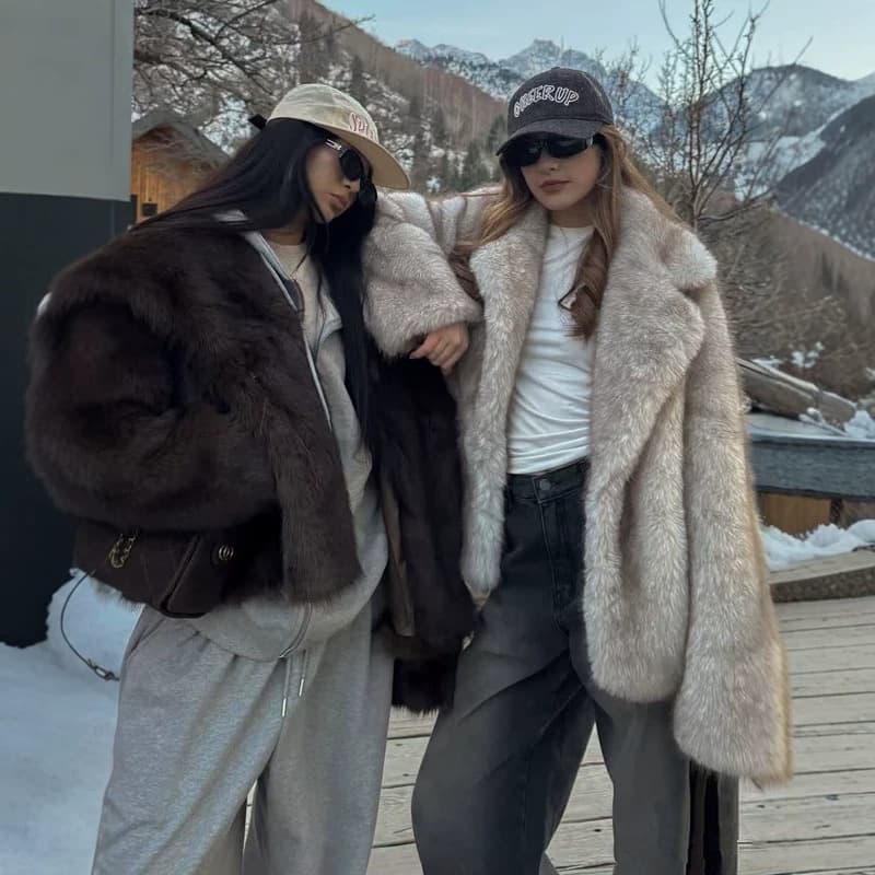 European and American autumn and winter new fur coats, women's artificial fur jackets, loose mid-length fox fur coats