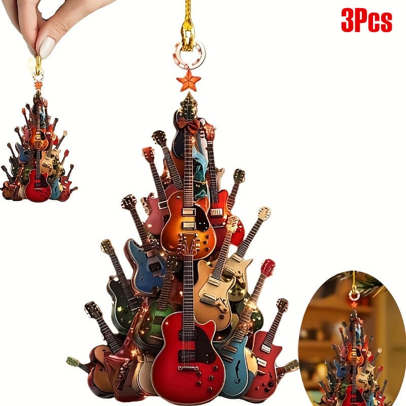 2026 New Cross-border Dropshipping Guitar Christmas Tree Acrylic Decoration Set Christmas Tree Decoration