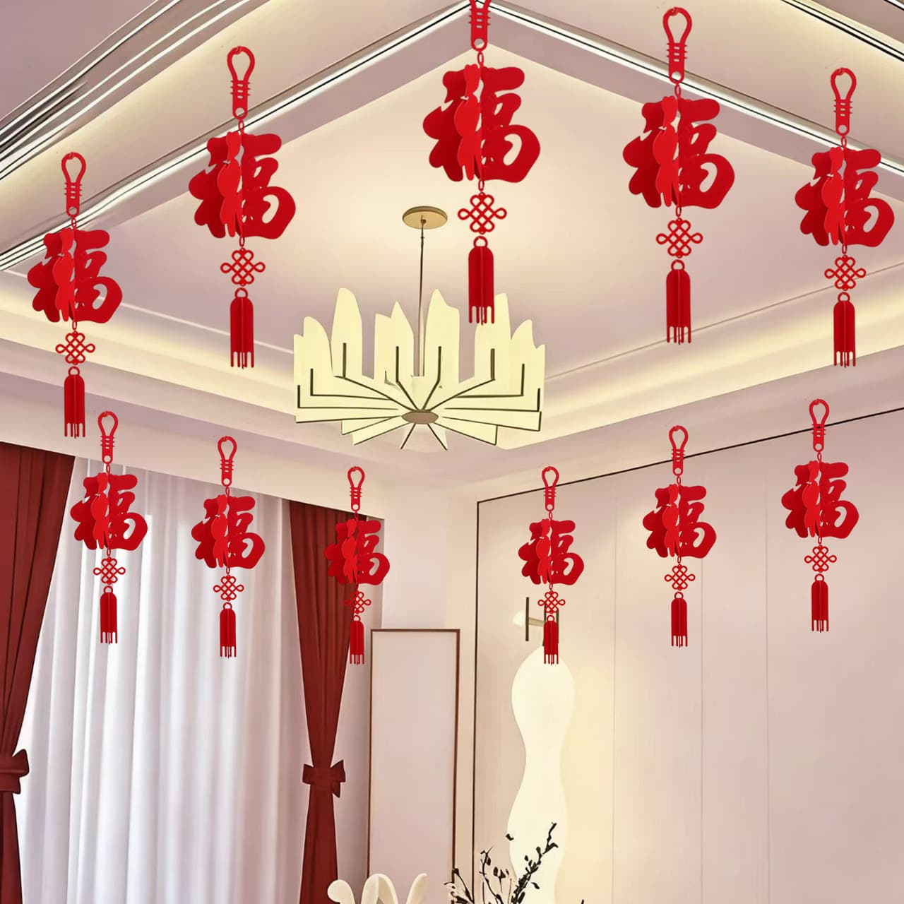 Year of the Horse decorations, shopping malls, stores, blessing character hangings, New Year's Day, Spring Festival, New Year's Day, kindergarten arrangements, three-dimensional blessing character lanterns