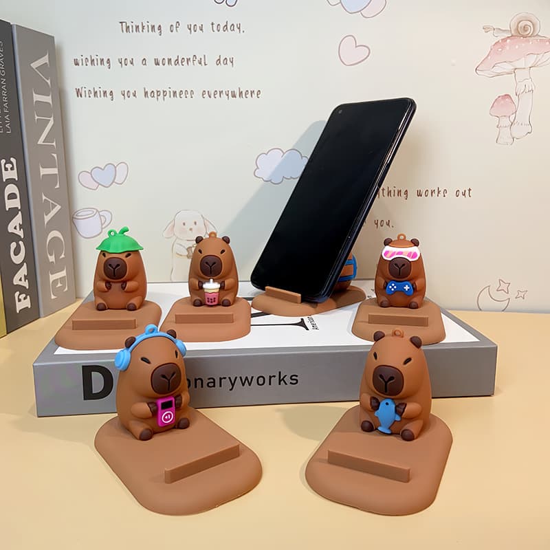 Cross-border Creative Capybara Desktop Phone Stand Cartoon Cute Capybara Plush Lazy Stand Ornament Gift