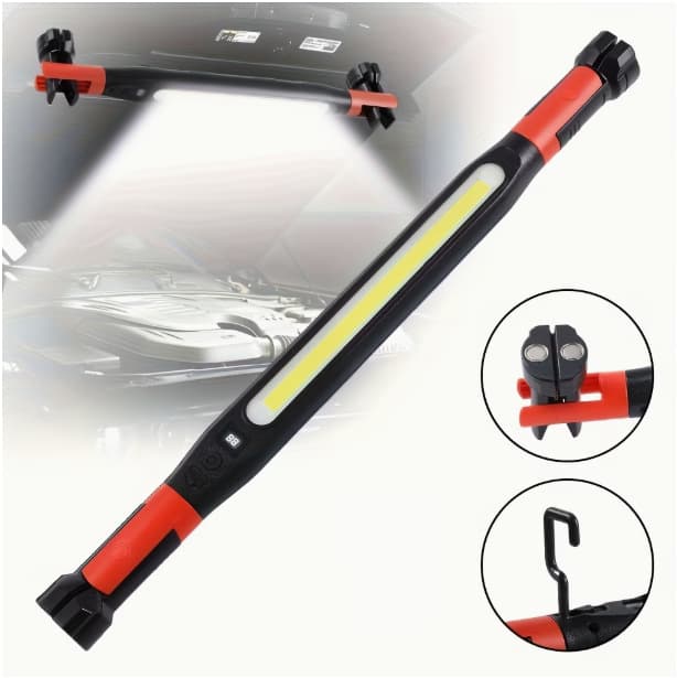 Cross-border new magnetic COB work lamp USB charging digital display multi-function magnetic hook long car maintenance lamp