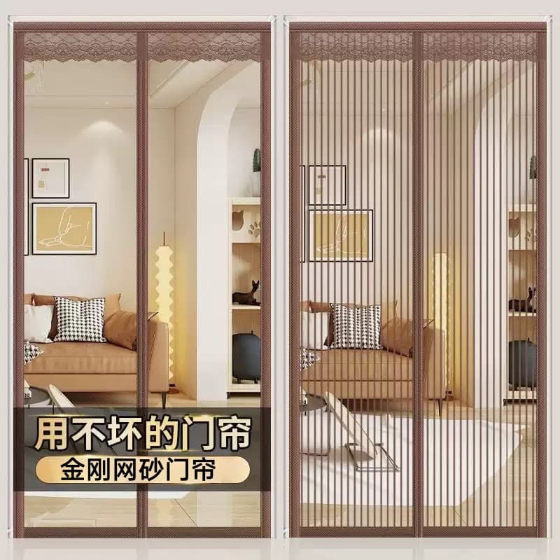 New Mosquito Door Curtain, Summer Home Screen Door, Reinforced, No Drilling, Magnetic, Rural Gate, Diamond Mesh Door, Single Door
