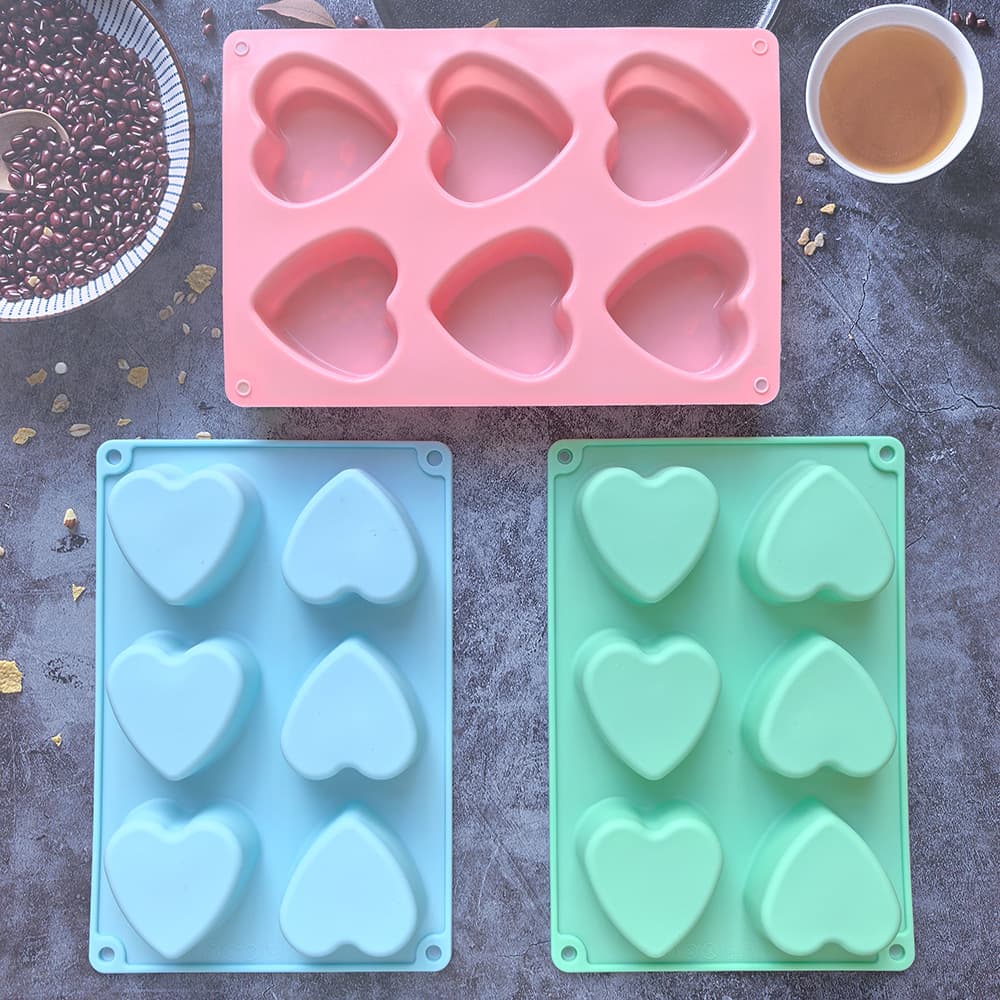 6-Cavity Positive and Negative Love 638 Silicone Soap Mold for Aromatherapy, Handicraft Soap Making, Candle and Cake Mold