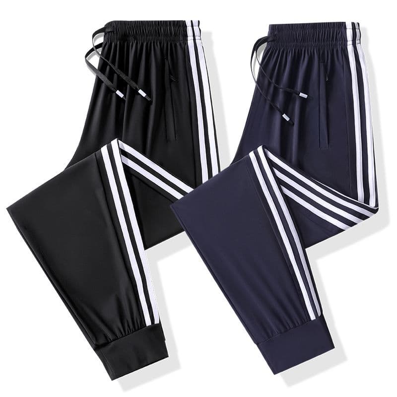 Men's Summer Lightweight Ice Silk Pants Elastic Quick Dry Sports Casual Loose Fit Plus Size Long Pants For Active Wear