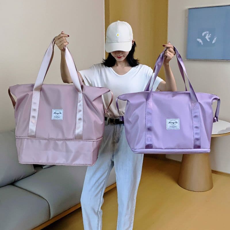 Large Capacity Foldable Travel Bag Women's Short Trip Luggage Handheld Nylon Storage Bag Waterproof Wear-resistant Lightweight Travel Bag