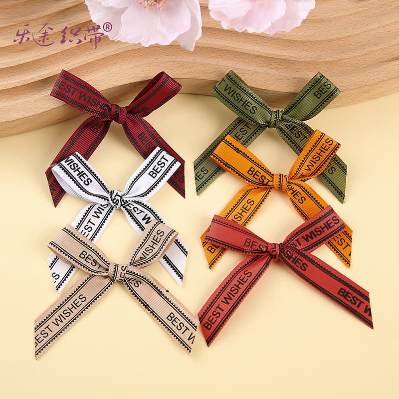 Military Green Ribbon Bow with Alphabet Letters Gift Box Decorative Bow 1.5cm Grosgrain Ribbon Bow