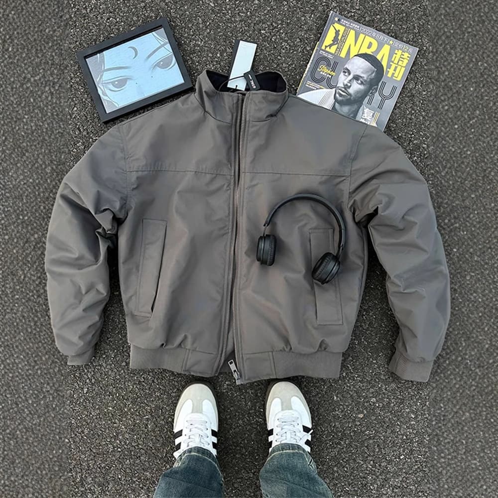 GTAL American-Style Three-Proof Training Jacket for Men, Autumn/Winter High-End Stand-Collar Pilot Motorcycle Baseball Jacket, Short Coat