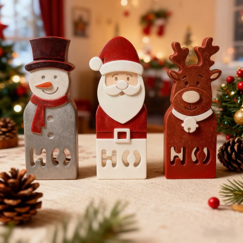 S2167 Christmas Three-Piece Set Ornament Decorative Cement Plaster Mold DIY Silicone Mold
