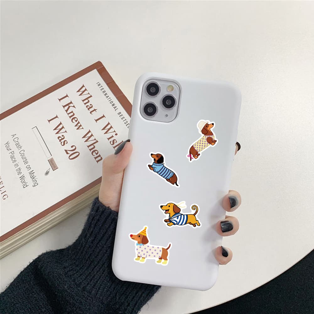 50 Pcs Dachshund Stickers Cartoon Cute Dog Creative Graffiti Decoration for Phone Cup Waterproof Sticker Wholesale