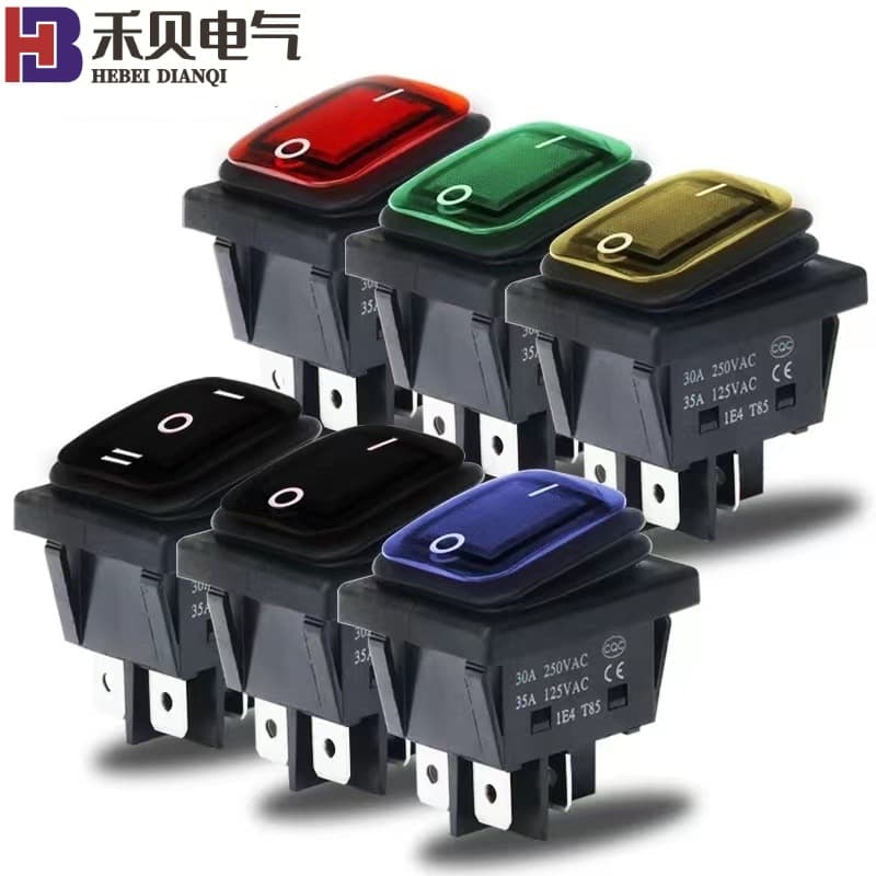 30A High Current KCD4 Sealed 2-Position/3-Position Silver Contact Oil-Proof Heavy-Duty Rocker Power Boat Switch
