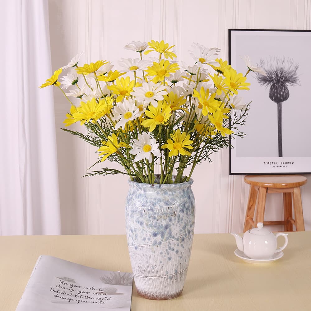Artificial 5-Head Dutch Chrysanthemum, Chamomile, Daisy, Cosmos Bouquet for Wedding, Home, Photography Decoration Wholesale