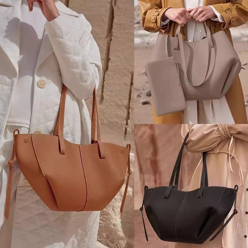 In Stock French Polene Wings Bag Large Capacity Shoulder New Premium Polene Genuine Leather Tote Cross-border