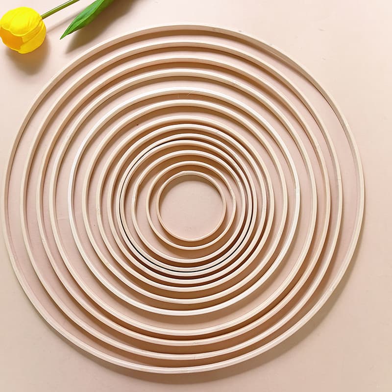 Wooden bamboo embroidered stretch inner ring round hoop diy handmade material garland dream catcher wedding home decoration