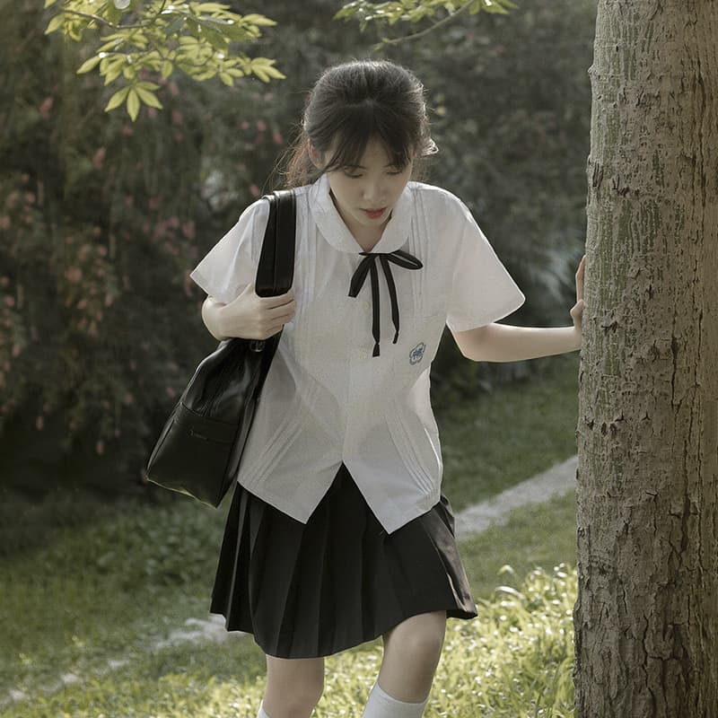 Taiwan School Uniform Set for Middle and High School Students, JK Style Blouse with Pleated Skirt, Graduation Choir Class Outfit
