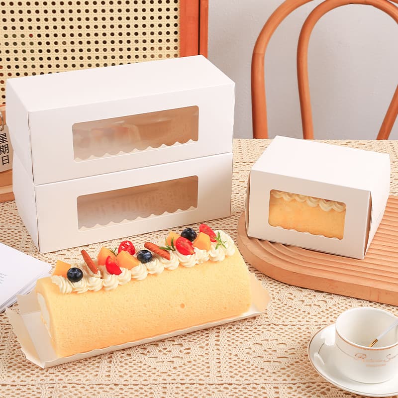 Wholesale Swiss Roll Transparent Mango Roll Long Strip Towel Roll Cake Pastry Packaging Box Rectangular Box