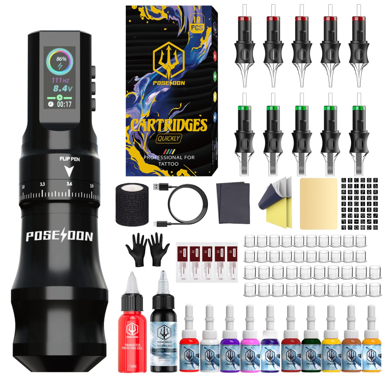 POSESOON Poseidon tattoo all-in-one pen set HM128 full set of consumables tattoo tool set Amazon