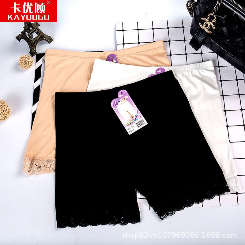 Modal leggings, lace, boxer briefs, anti-exposure safety shorts, plus size women's lace shorts, mid-waist, factory wholesale.
