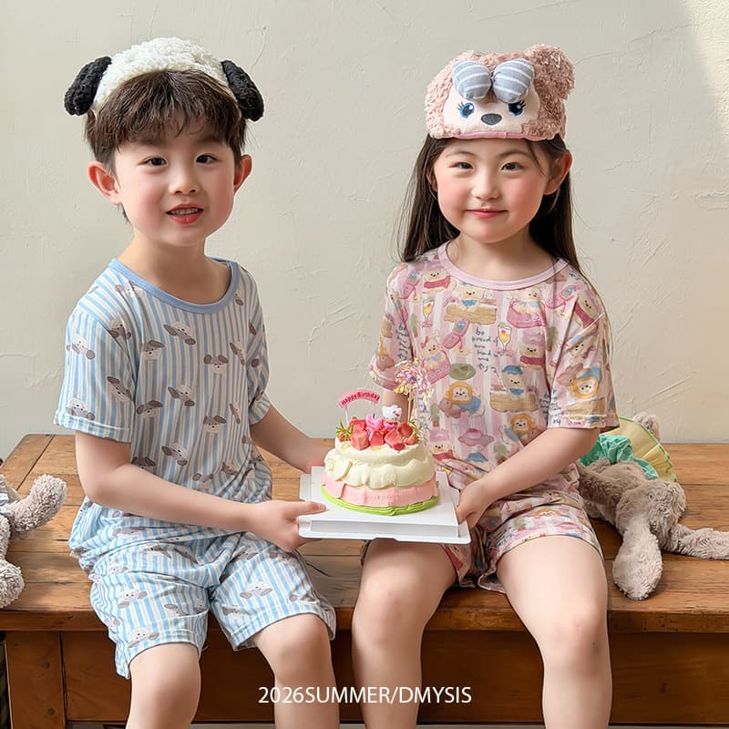 Girls Modal Short Sleeve Pajama Set, Summer Cartoon Thin Short Set, Two-Piece Set for Older Kids