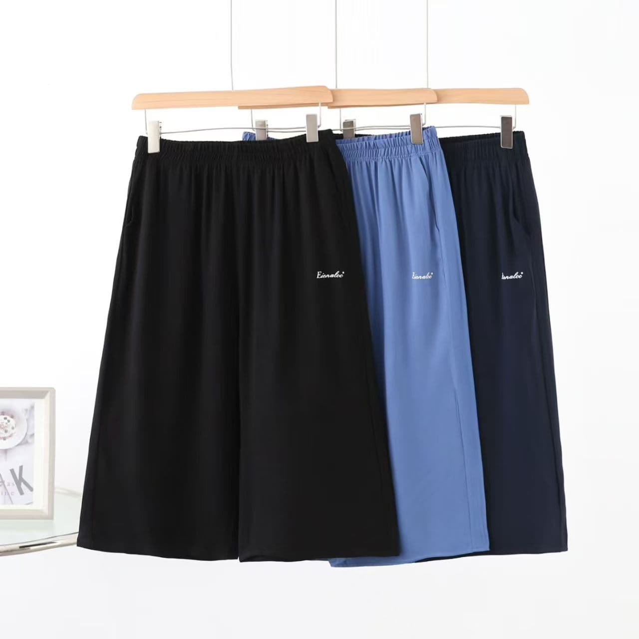 Cotton Silk Shorts for Middle-Aged and Elderly Men, Seven-Tenths Length Pants, Artificial Cotton Men's Shorts, Sleep Shorts, Plus Size Home Pants, Cool and Casual Trousers