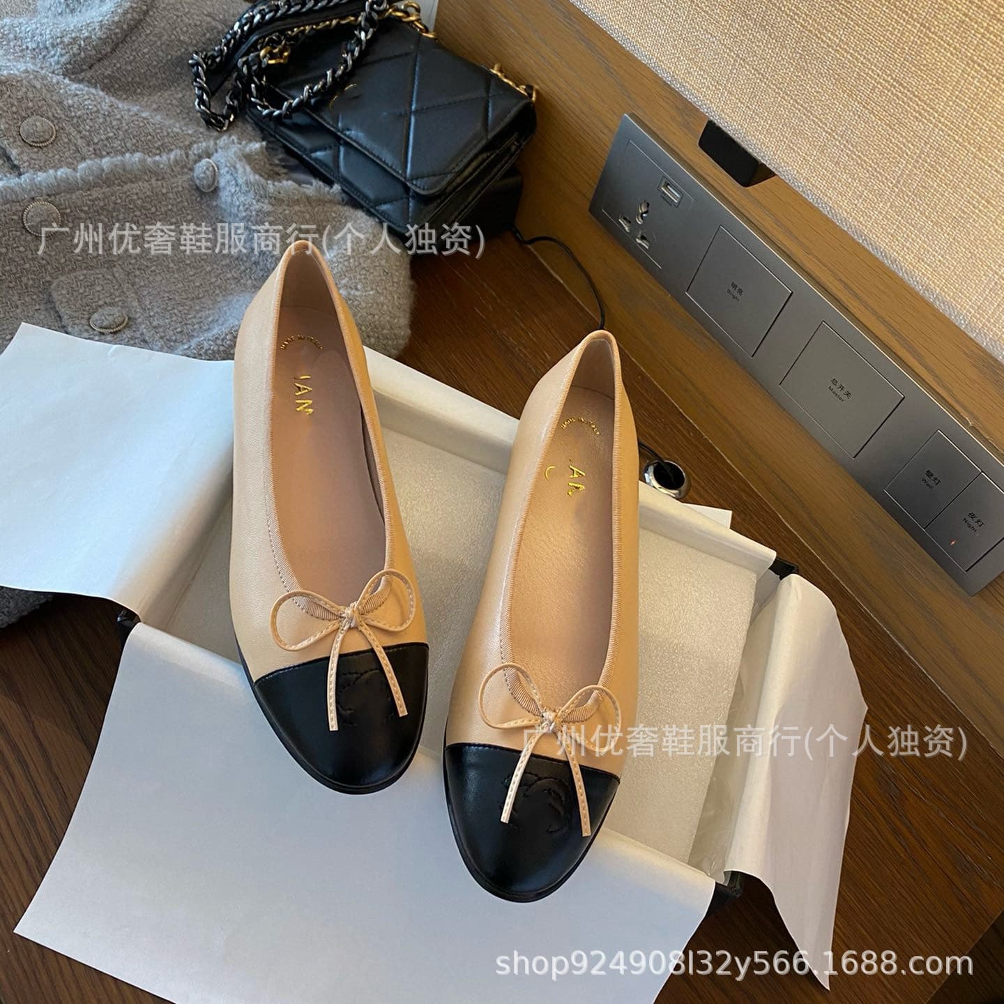 2024 New E'Ejia Genuine Leather Comfortable Slip-On Shoes Women's Round Toe Shallow Mouth Bow All Seasons Flat Bottom Women's Shoes