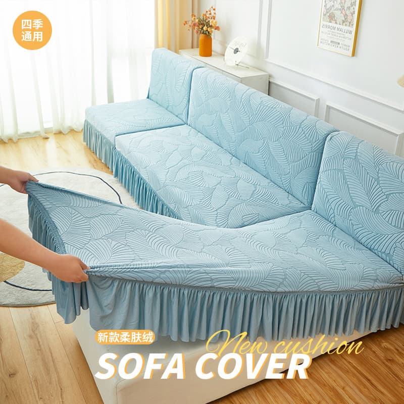 Armless Chaise Lounge Sofa Bed Cover Set, All-Season Universal Full Wrap Sofa Slipcover Protector, Anti-Cat Scratch