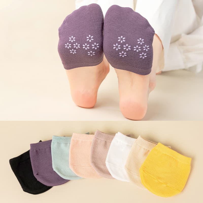 Half-Sole Socks Women Summer Anti-Slip Half Solid Color Anti-Slip Glue Forefoot Sandal Socks Fully Invisible 2022 New Product