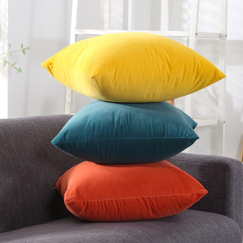 Solid Velvet Throw Pillow Cover for Living Room Sofa Cushion Bedroom Waist Support Nordic Style Office Decorative Pillowcase