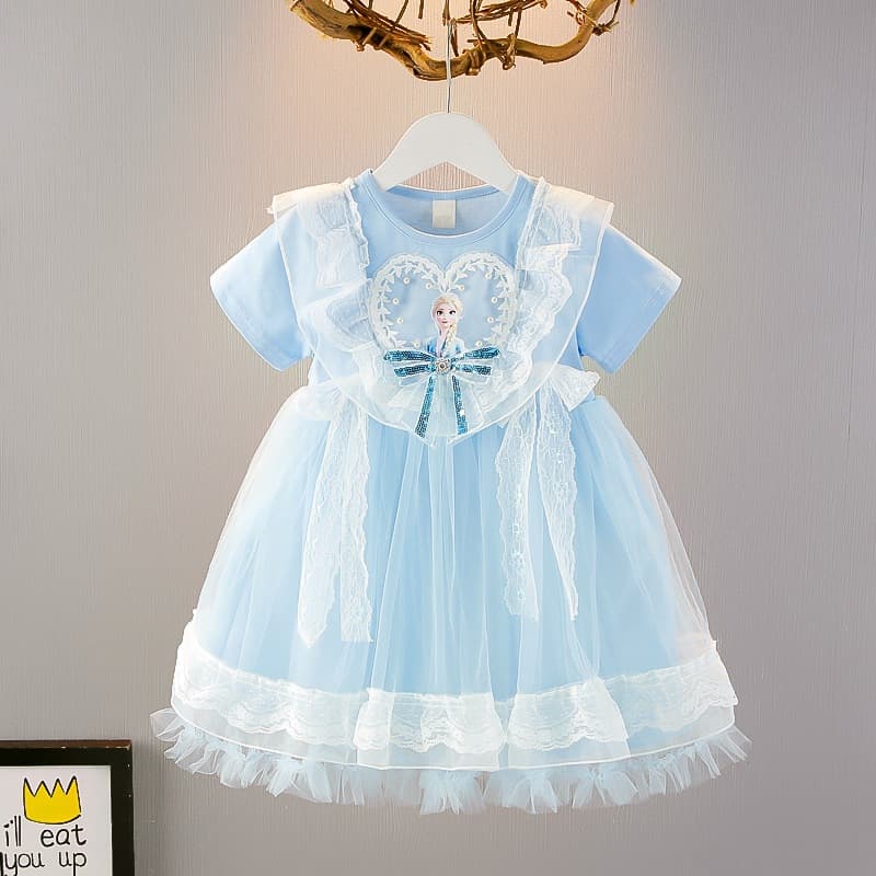 Girls Princess Skirt Summer Children's Western Style Cute Skirt Elsa Long Sleeve Ruffled Skirt Little Girls Elsa Dress