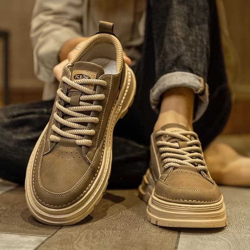 Men's Martin Boots High Top Autumn/Winter 2025 New British Style Retro Mid Top Heightening Anti-Slip Low Top Work Shoes