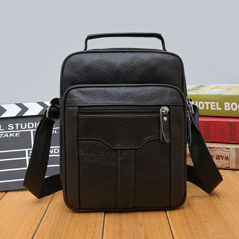 New Cross-border Genuine Leather Men's Crossbody Bag Small Square Bag Top Layer Cowhide Shoulder Bag Men's Casual Fashion Handbag Trendy