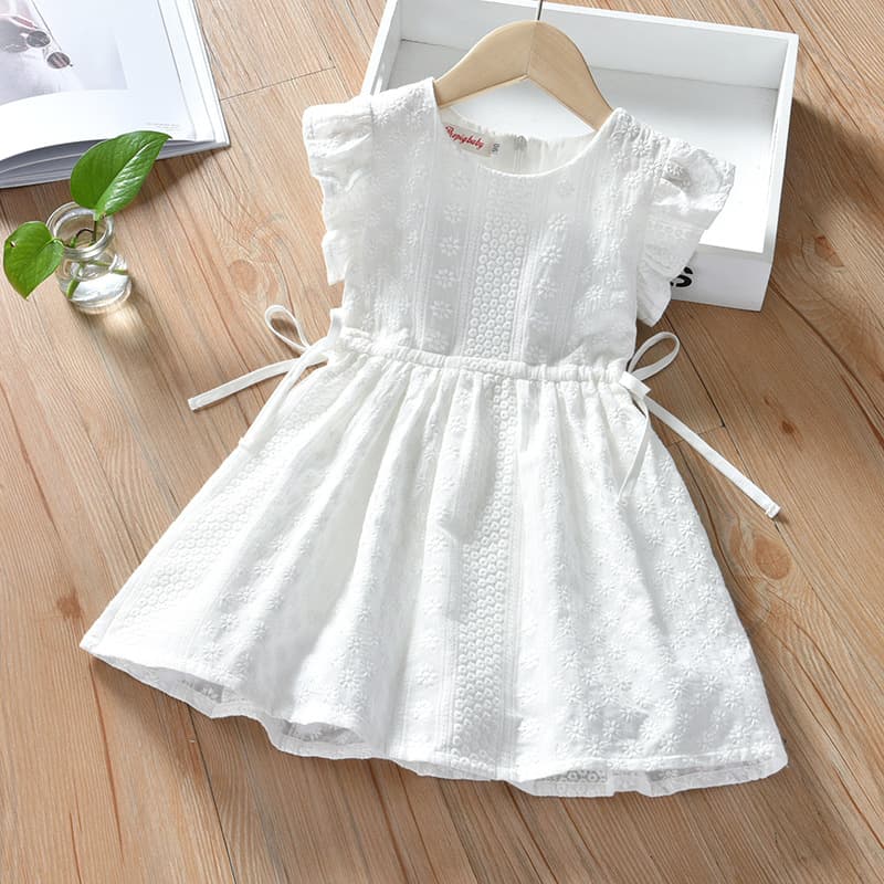 Baby Princess Dress Trendy White Dress Summer 2026 New Kids Solid Color Sleeveless Vest Dress Girls Dress