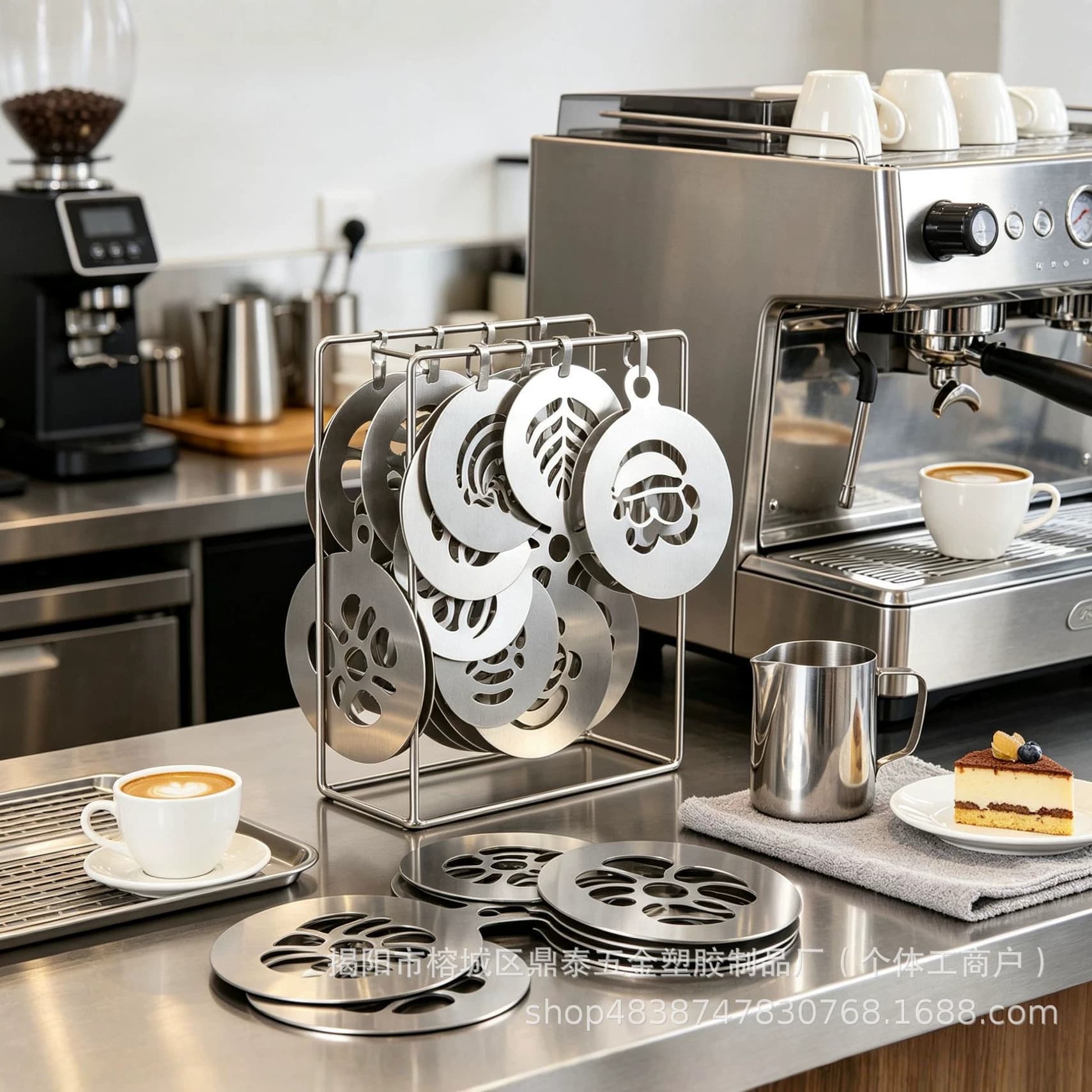 430 Stainless Steel Coffee Latte Piece Multi-Pattern Hollow Printing Mold Coffee Shop DIY Latte Decoration