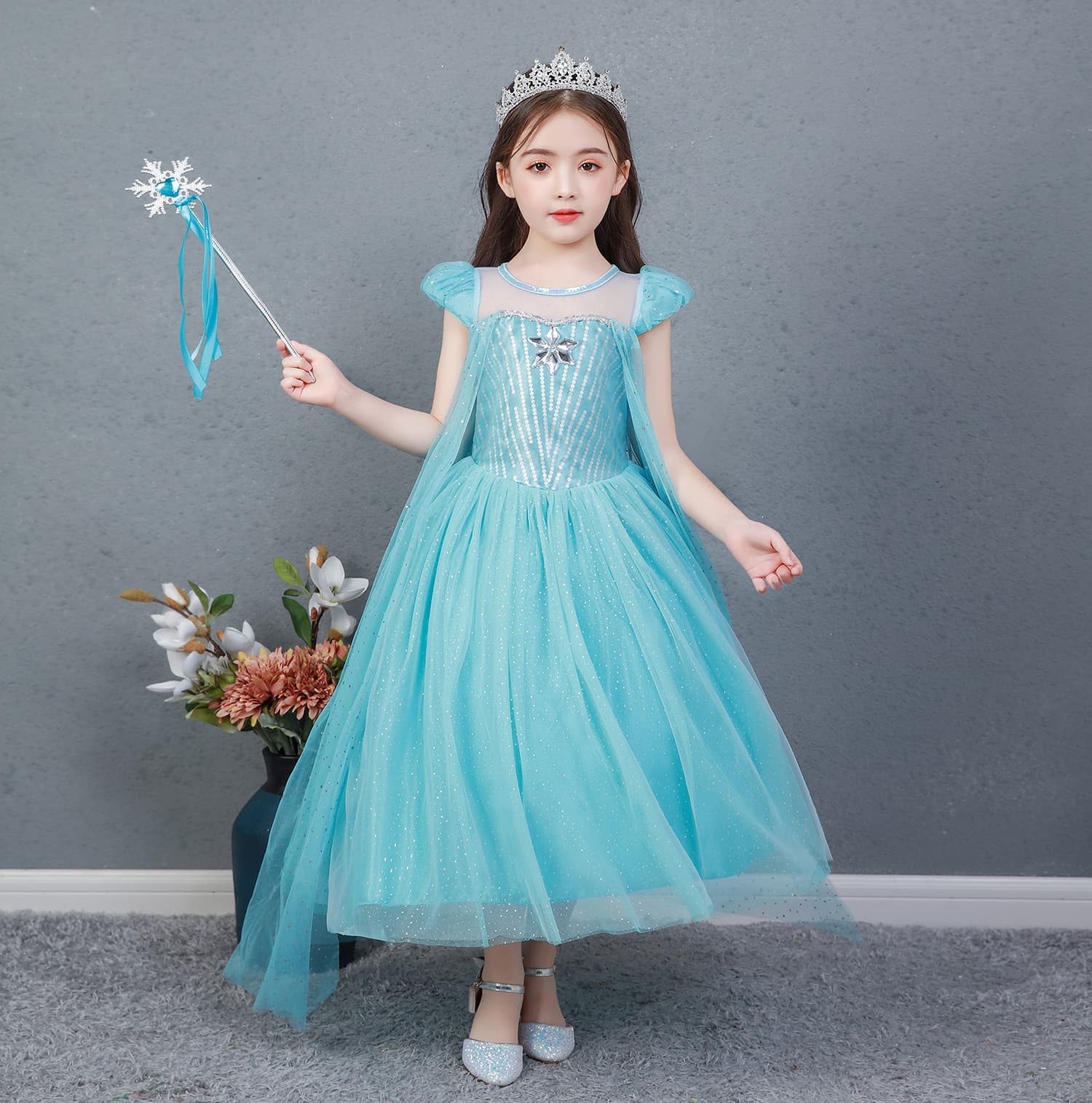 Frozen 2 Princess Dress for Girls, Elsa Long Dress for Kids