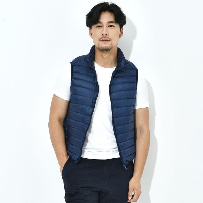 Cross-border TikTok Autumn/Winter Down Vest for Men, Lightweight Large Size Casual Cold-proof Warm Sleeveless Jacket Dad Coat