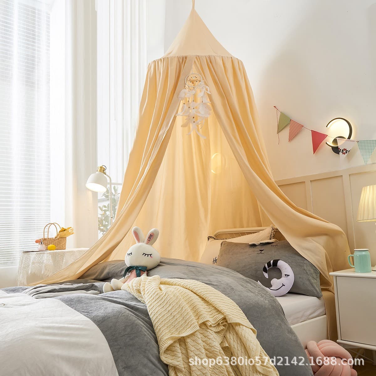 Amazon Small Dome Canopy Bed Curtain for Kids, Blackout Mosquito Net, Ins-Style Ceiling-Mounted Game Bed Tent, Student Bed Curtain