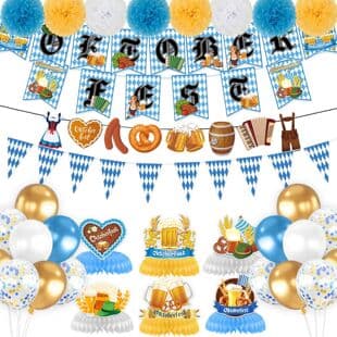European Oktoberfest Party Supplies Decoration Banner Balloons Munich Beer Festival Cake Topper Venue Setup Flag