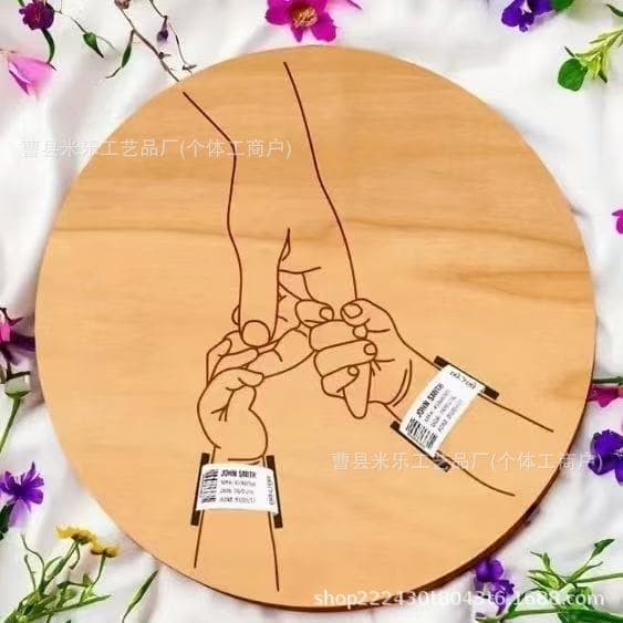 New Cross-Border Wooden Baby Birth Bracelet Wood Slice Memorial Plaque Solid Wood Newborn Bracelet Display Sign
