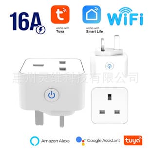Tuya Smart Socket WiFi UK Plug Alexa Voice UK Standard 16A with Metering Remote Control Voice