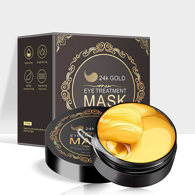 Cross-border 24K Gold Eye Mask Dark Circle Moisturizing Seaweed Crystal Eye Patch 60 Pieces Eye Mask Wholesale for Export