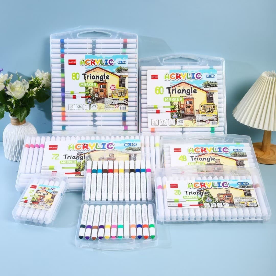 Acrylic Marker Pens for Drawing, Colored Graffiti Triangular Barrel Markers, Water-Based Paint Pens, Wholesale