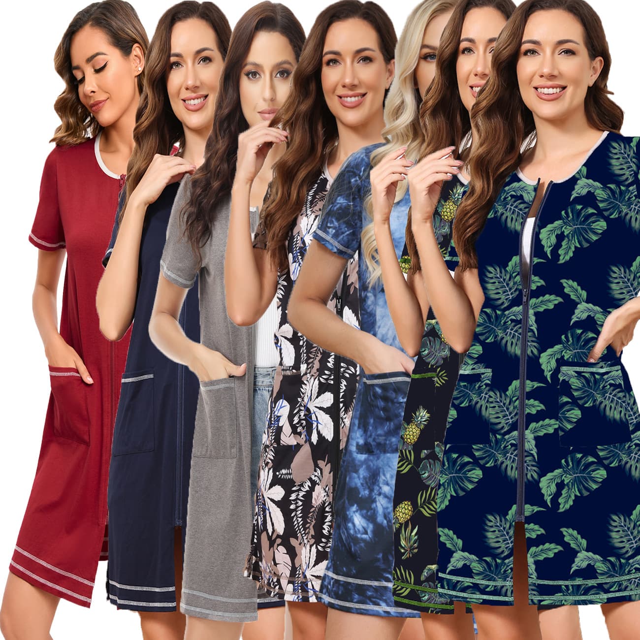 European and American 3D Digital Print Loose Dress Classic Casual Round Neck Cross-Border Nightgown Women's Summer Butterfly Dress Short Sleeve Homewear