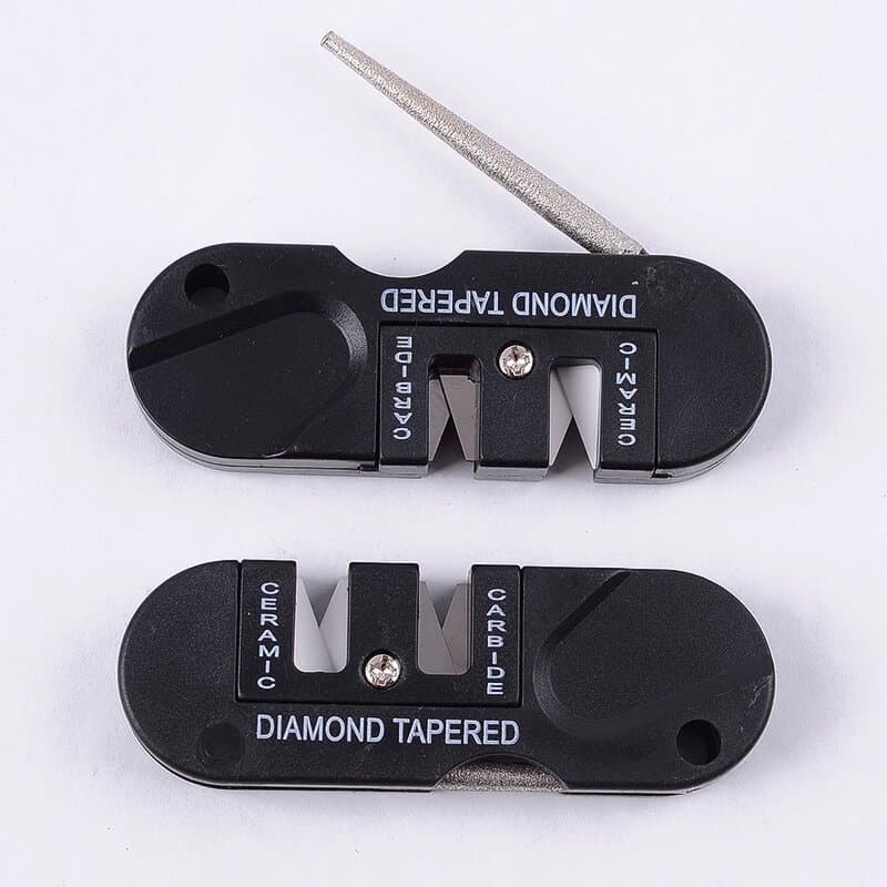 4-in-1 Portable Sharpening Tool, Multifunctional Outdoor Tungsten Steel Knife Sharpener with Sharpening Rod