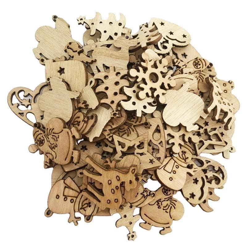 New Arrival Special Price Christmas Holiday Decoration Eco-Friendly Natural Vintage Color Creative Cartoon Wooden Chip Quality Stock Available