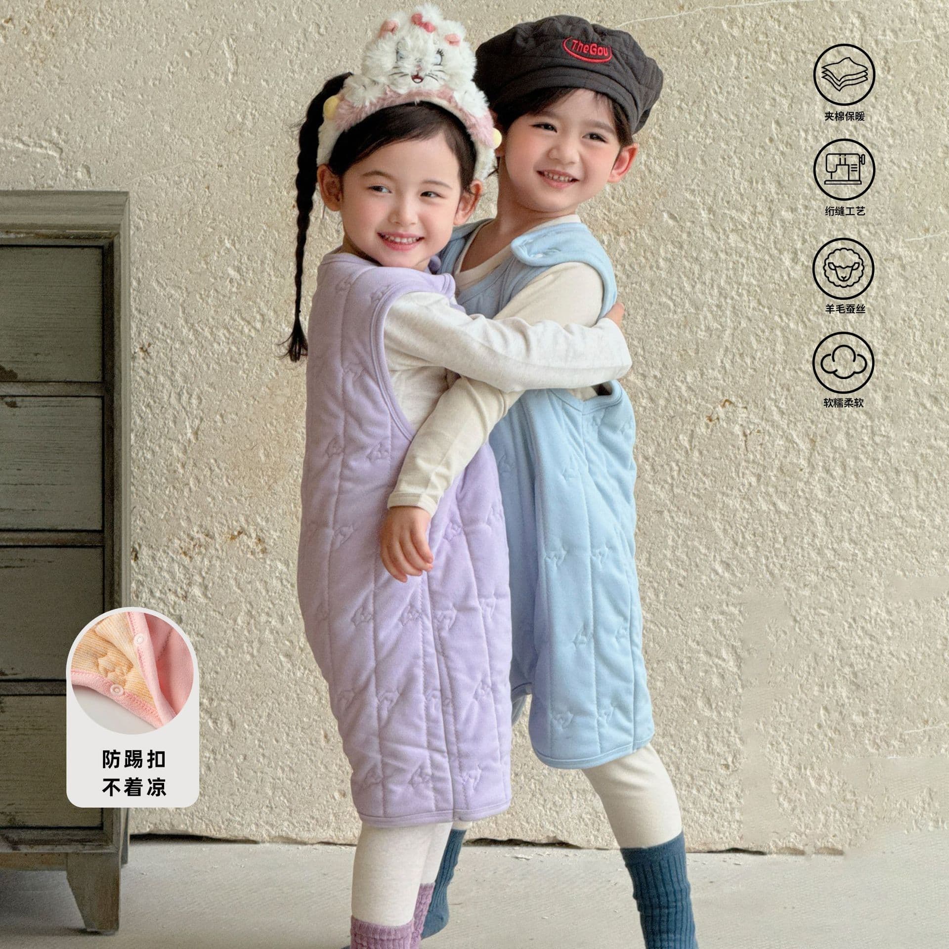 New baby warm sleeping bag, children's autumn and winter pajamas, Class A girls' cotton onesies, boys' rompers, infant home wear