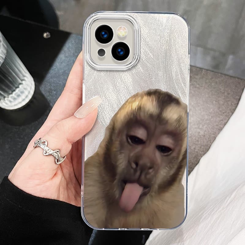 Funny Monkey Case for iPhone 16, iPhone 15 Plus, Cross-border 14 Pro Max, Hard Yarn Silk 13 Personality