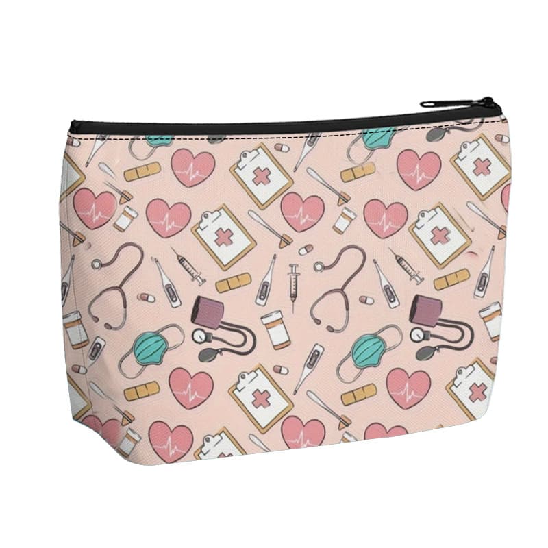 New Medical Staff Merchandise Makeup Bag Polyester Large Capacity Travel Organizer Print Clutch Cosmetic Storage Bag