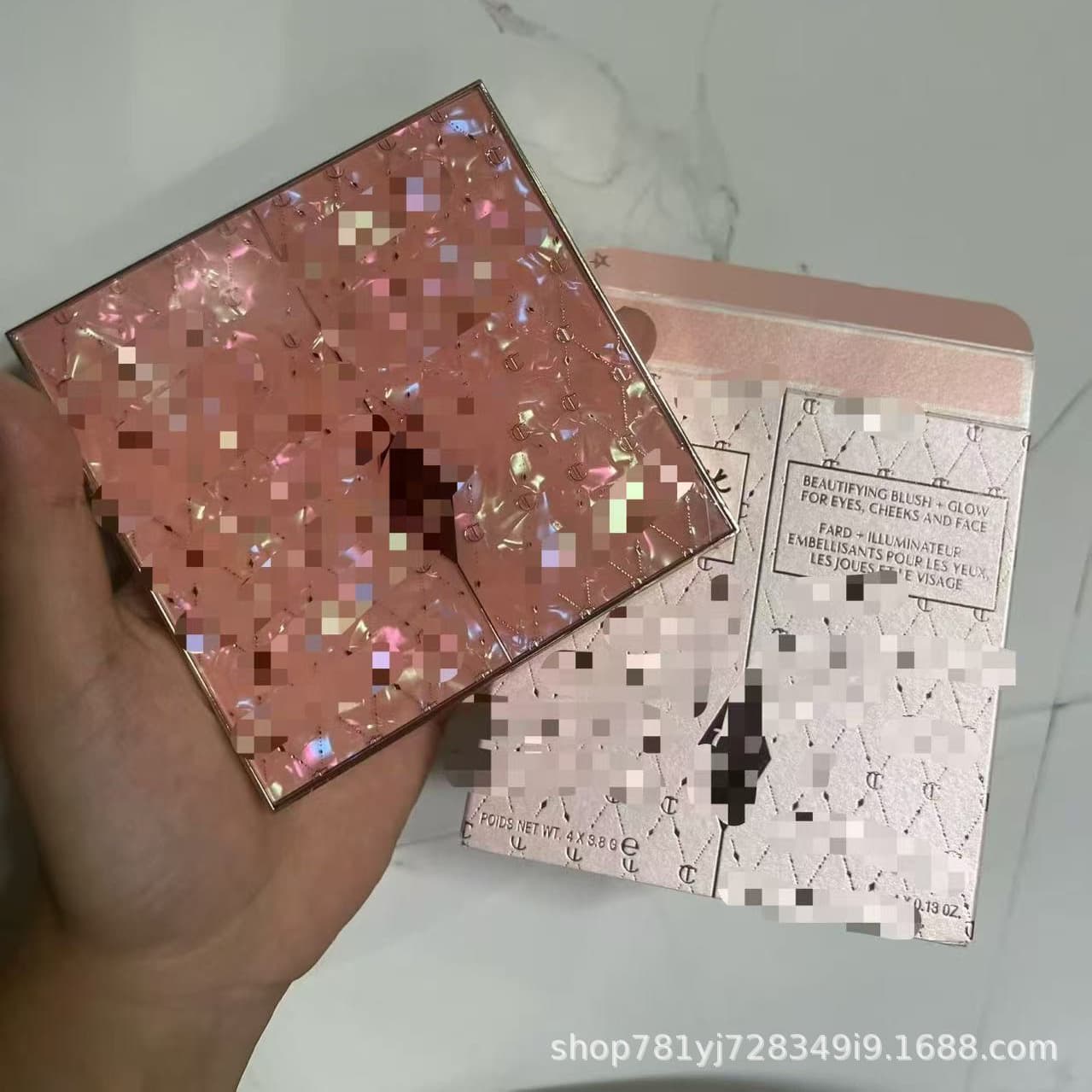 Four-color high-gloss blush facial comprehensive palette shell eye shadow palette powder cross-border four-color high-gloss blush