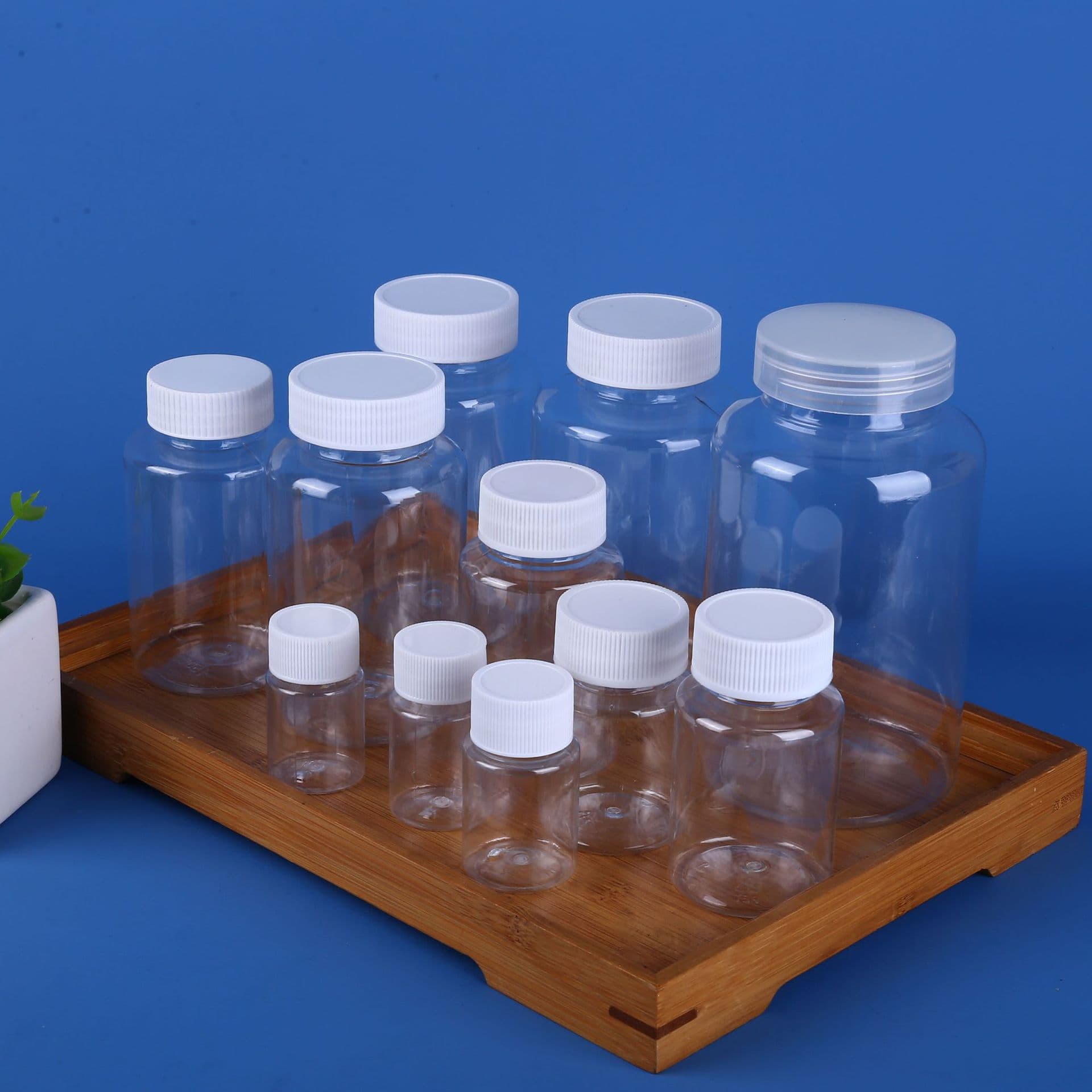Wholesale 30 50 100ml transparent plastic medicine bottles, PET wide-mouth liquid dispensing containers, sample packaging bottles