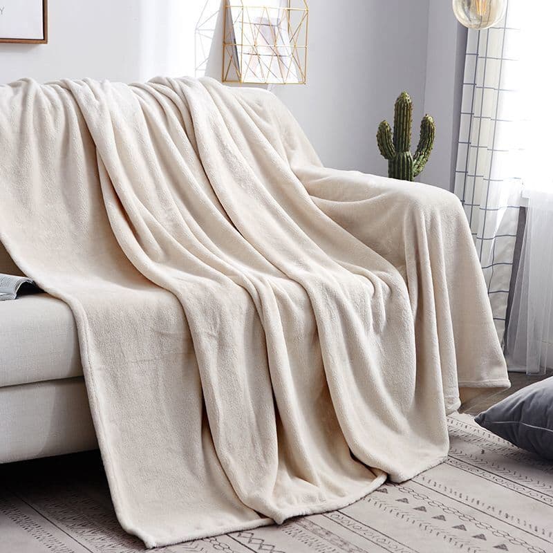 Plain flannel fleece blanket, thickened double-sided pile cover, milk white sheet set for double bed, dormitory nap office use